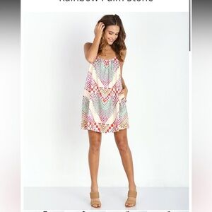 Mara Hoffman
Adjustable Tank lined Dress Rainbow Palm Stone with pockets XS